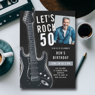 Låt oss Sten Electric Guitar Manar 50:e födelsedag Inbjudningar