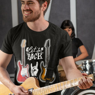 Låt oss Sten! Electric Guitar Rock musik Heavy Met T Shirt