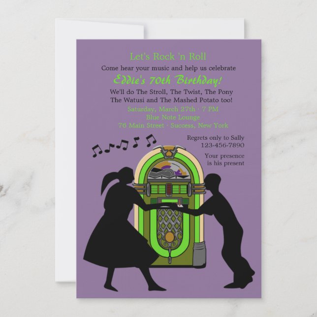 Låt oss Sten 'n Roll Party-inbjudan Inbjudningar (Framsida)