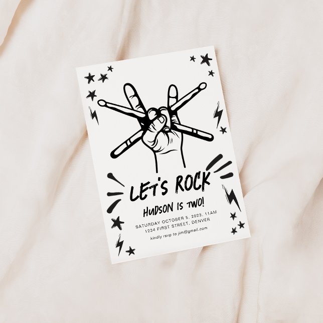 Låt oss Sten Sten n roll tema Birthday Inbjudan (Skapare uppladdad)