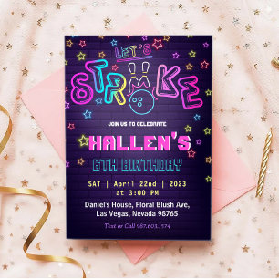 Låt oss Strejka Bowling Födelsedagsfest Inbjudningar