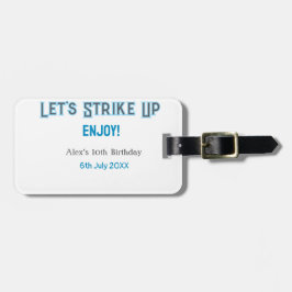 Låt oss strejka upp blått grått lycklig 10 födelse bagagebricka