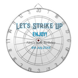 Låt oss strejka upp blått grått lycklig 10 födelse darttavla