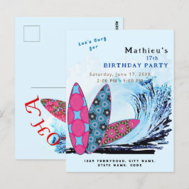 Låt oss surfa surfbräda strand födelsedagsfest vykort