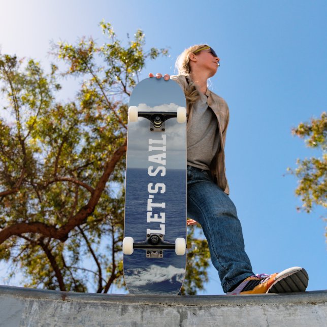 Låt oss Svartblått havsfluffyvita moln Skateboard Bräda 21,5 Cm (Utomhus 1)
