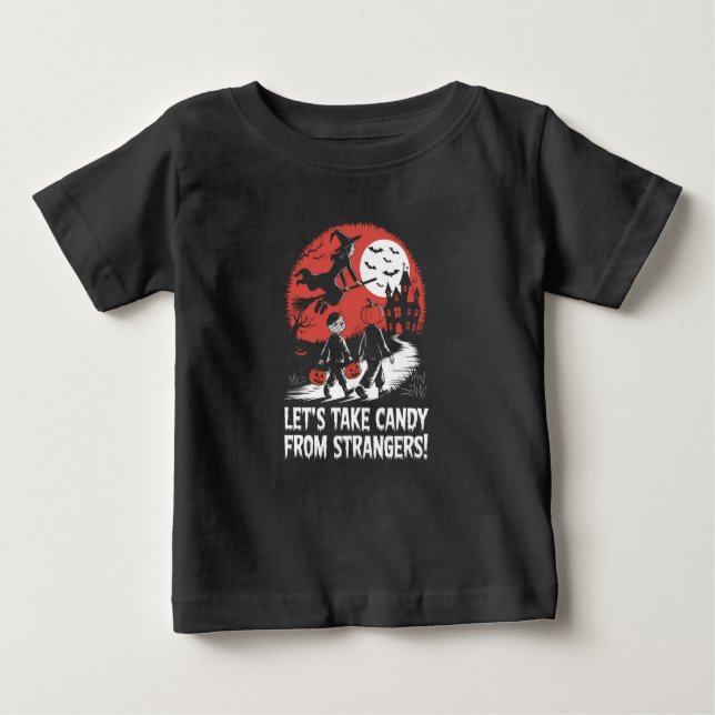 Låt oss Ta Candy från Strangers Funny Halloween T Shirt (Framsida)