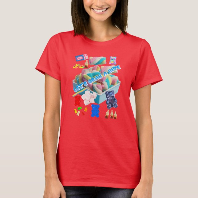 Låt oss ta en bit – Pastell Färgad Marshmallow & G T Shirt (Framsida)
