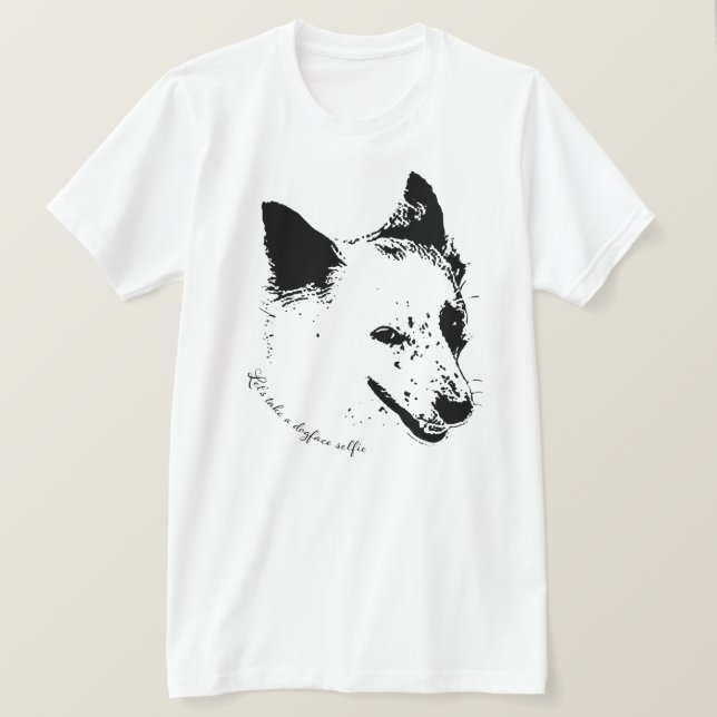 Låt oss ta en Dogface Selfie T Shirt (Design framsida)
