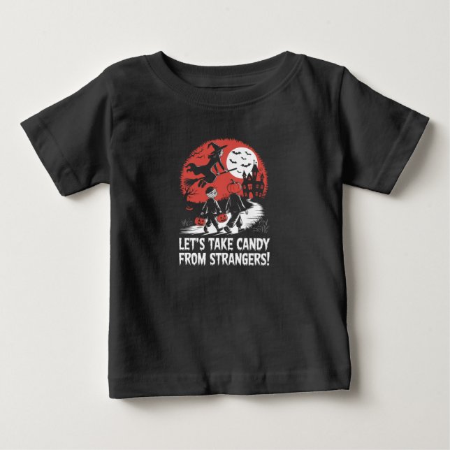 Låt oss ta godis från främlingar Rolig Halloween T Shirt (Framsida)
