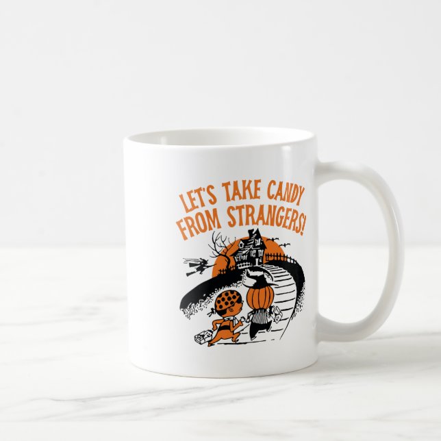 Låt oss ta kandy från Strangers Funny Halloween Bo Kaffemugg (Höger)