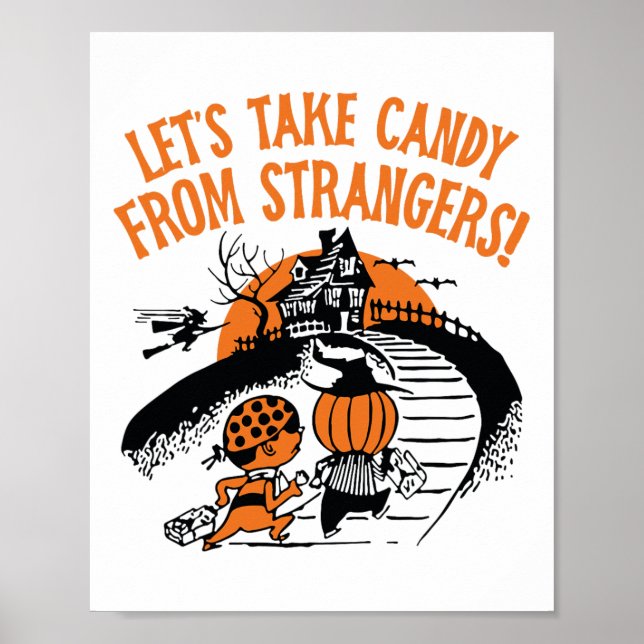 Låt oss ta kandy från Strangers Funny Halloween Bo Poster (Framsidan)