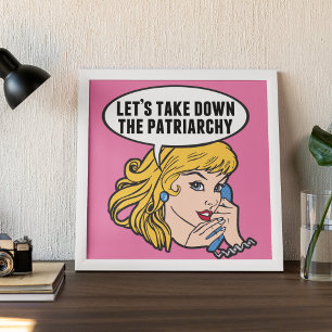 Låt Oss Ta Ner Patriarkatet Feministisk Rosa Poster