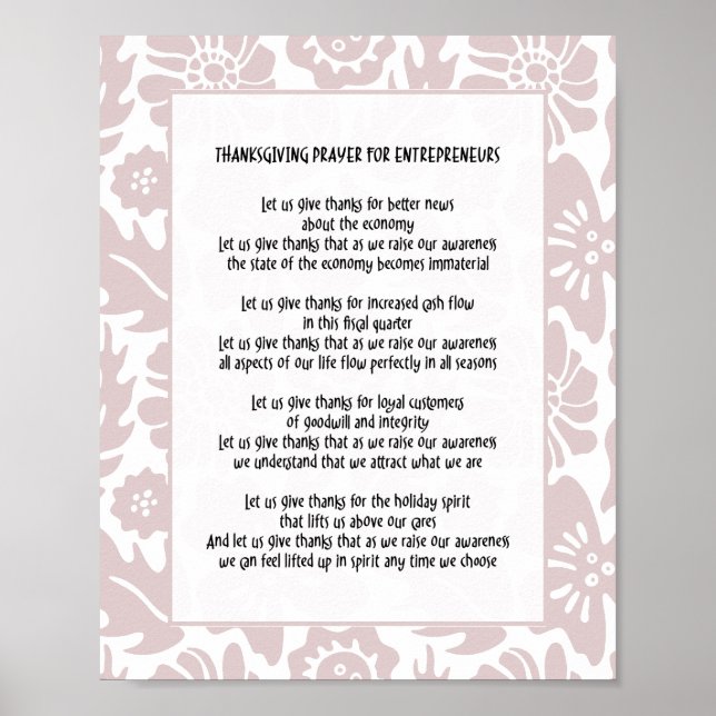 Låt oss tacka Blommigt Chef Dam Prayer i Ge Poster (Framsidan)