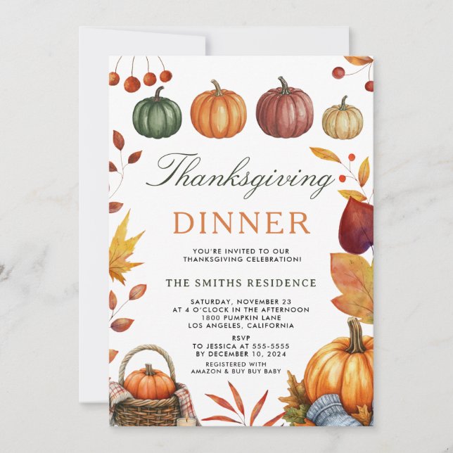 Låt oss tacka Inbjudan | Pumpkin Thanksgiving (Framsida)
