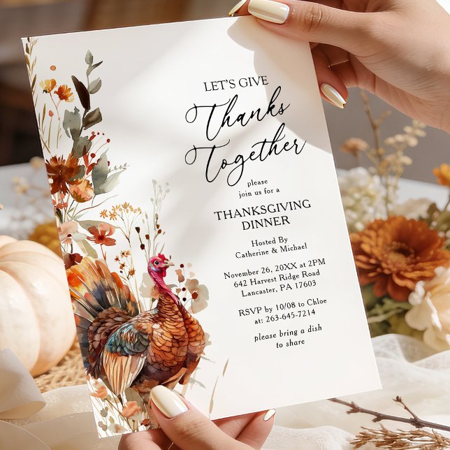 Låt oss tacka tillsammans Thanksgiving-inbjudan Inbjudningar (Skapare uppladdad)