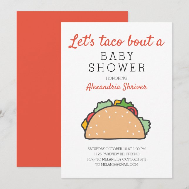Låt oss Taco Bout A Baby Shower Fiesta Inbjudningar (Fram/baksida)