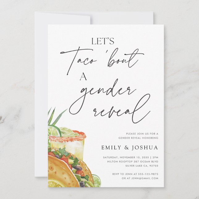 Låt oss Taco Bout A Gender-visning Inbjudningar (Framsida)