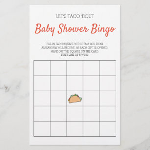 Låt oss Taco Bout Baby Shower Bingo Game