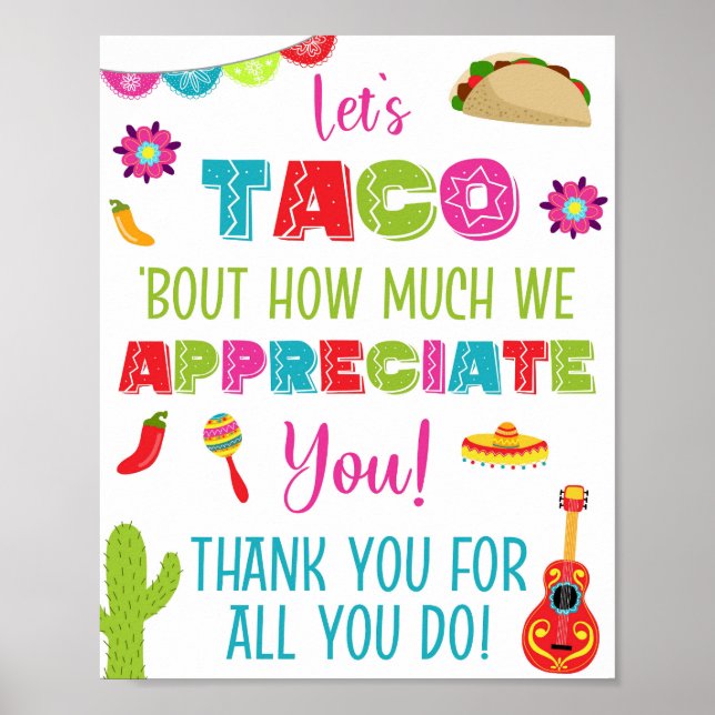 Låt oss Taco Bout hur mycket vi uppskattar att du  Poster (Framsidan)