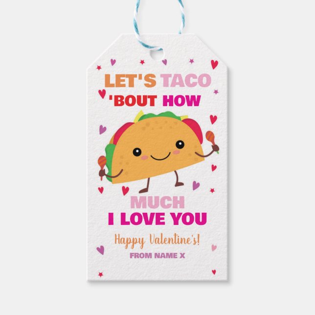 Låt oss TACO om kärlek du Valentines day Märkre Presentetikett (Framsidan)