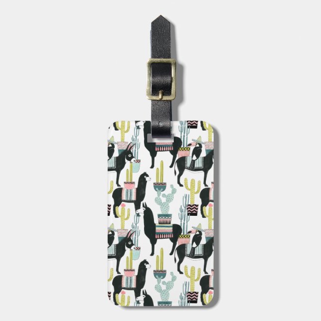 Låt oss Taco Om Kärlek | Llama & Donkey Mönster Bagagebricka (Vertikal Framsida)