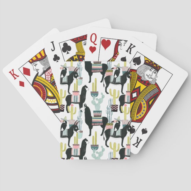 Låt oss Taco Om Kärlek | Llama & Donkey Mönster Casinokort (Baksidan)