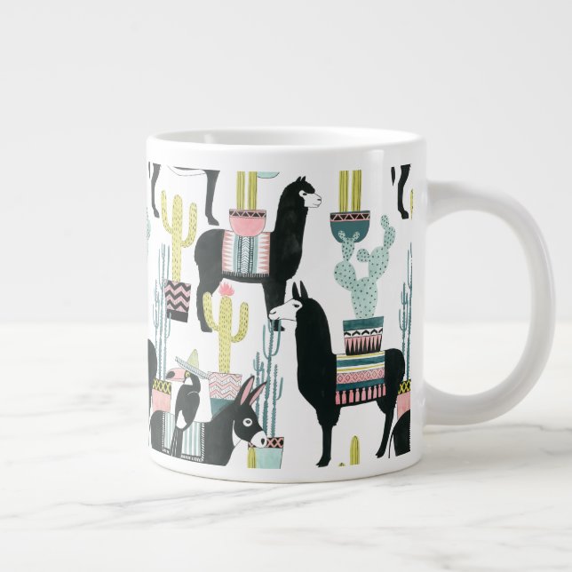 Låt oss Taco Om Kärlek | Llama & Donkey Mönster Jumbo Mugg (Höger)