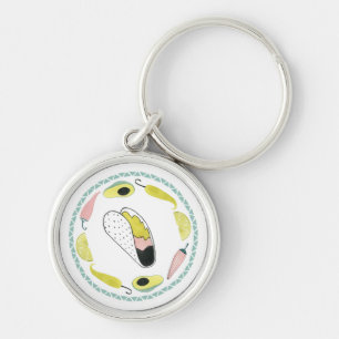 Låt oss Taco Om Kärlek Taco Inslag Circle Rund Silverfärgad Nyckelring