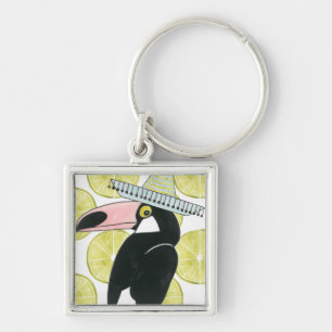Låt oss Taco om Kärlek Toucan Sombrero Fyrkantig Silverfärgad Nyckelring