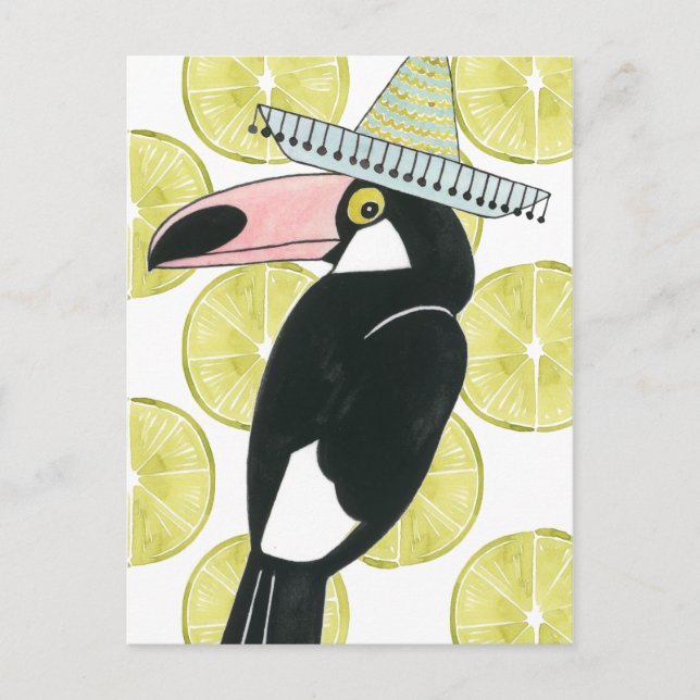 Låt oss Taco Om Kärlek | Toucan Sombrero Vykort (Framsida)