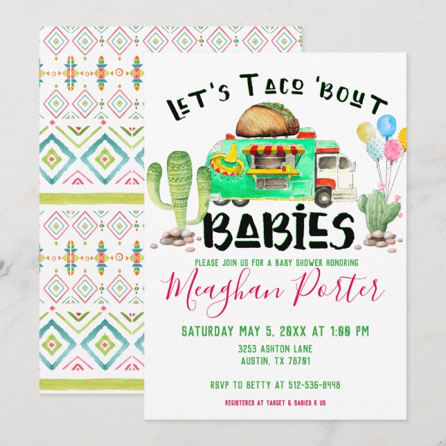 Låt oss taco prata om bebisar Baby Shower Inbjudningar (Fram/baksida)