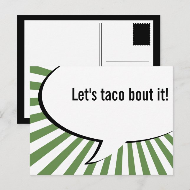 låt oss taco prata om det vykort (Fram/baksida)
