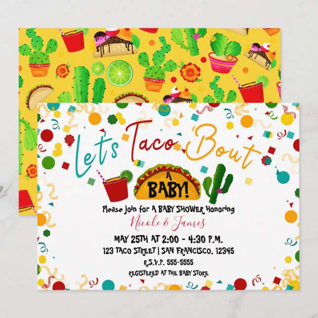 Låt Oss Taco Prata Om En Baby Shower Fiesta Fest Inbjudningar (Fram/baksida)