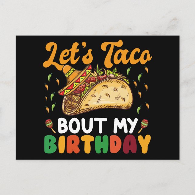 Låt oss taco prata om min födelsedag Cinco De Mayo Vykort (Framsida)