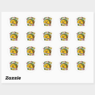 Låt oss tala med Taco "Bout it! Funny Taco Sticker Runt Klistermärke
