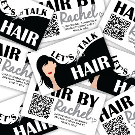 Låt oss Talk Hair Black Model Hair Salon QR-kod Visitkort