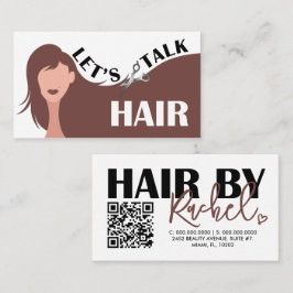 Låt oss Talk Hair Brunette Model Hair Salon QR-kod Visitkort