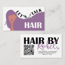 Låt oss Talk Hair Lila Model Hair Salon QR-kod Visitkort