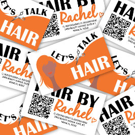 Låt oss Talk Hair Orange Model Hair Salon QR-kod Visitkort