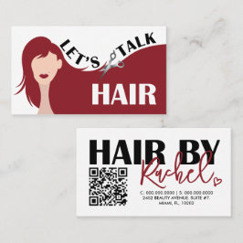 Låt oss Talk Hair Red Model Hair Salon QR-kod Visitkort