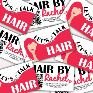 Låt oss Talk Hair Rosa Model Hair Salon QR-kod Visitkort