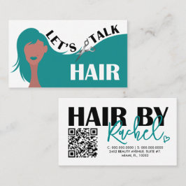 Låt oss Talk Hair Teal Model Hair Salon QR-kod Visitkort