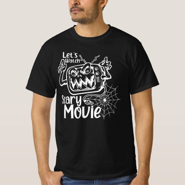 Låt oss titta på läskigt filmspöke, roligt hallowe t shirt (Framsida)