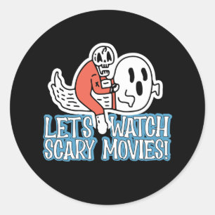 Låt oss titta på skräckfilmer Scream Horror Runt Klistermärke