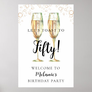 Låt oss Toast Champagne Birthday Välkommen Poster
