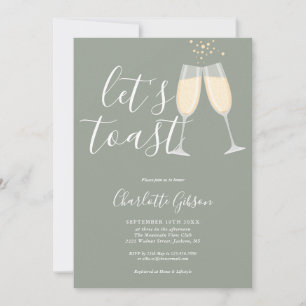 Låt oss Toast Script Bröllopsfest Sage Green Inbjudningar