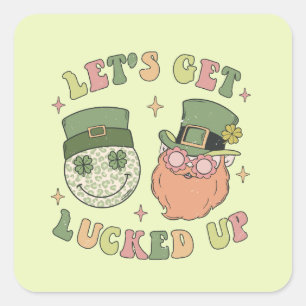 Låt oss upp dig - Leprechaun Klöver Fyrkantigt Klistermärke