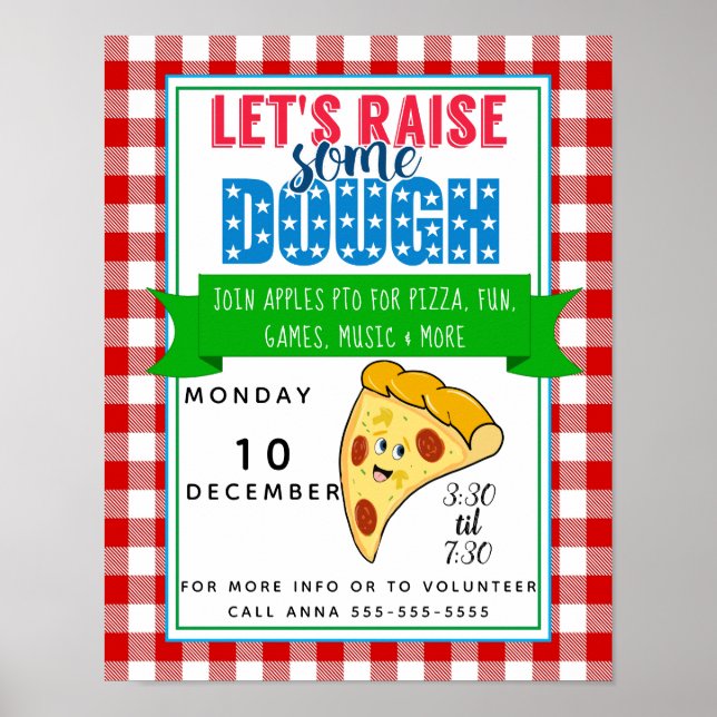låt oss upp lite deg, pizzabagare poster (Framsidan)