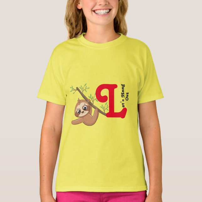 Låt oss ut | Cute Hanging Sloth Funny T-Shirt (Framsida)