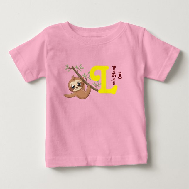Låt oss ut | Cute Hanging Sloth Funny T Shirt (Framsida)
